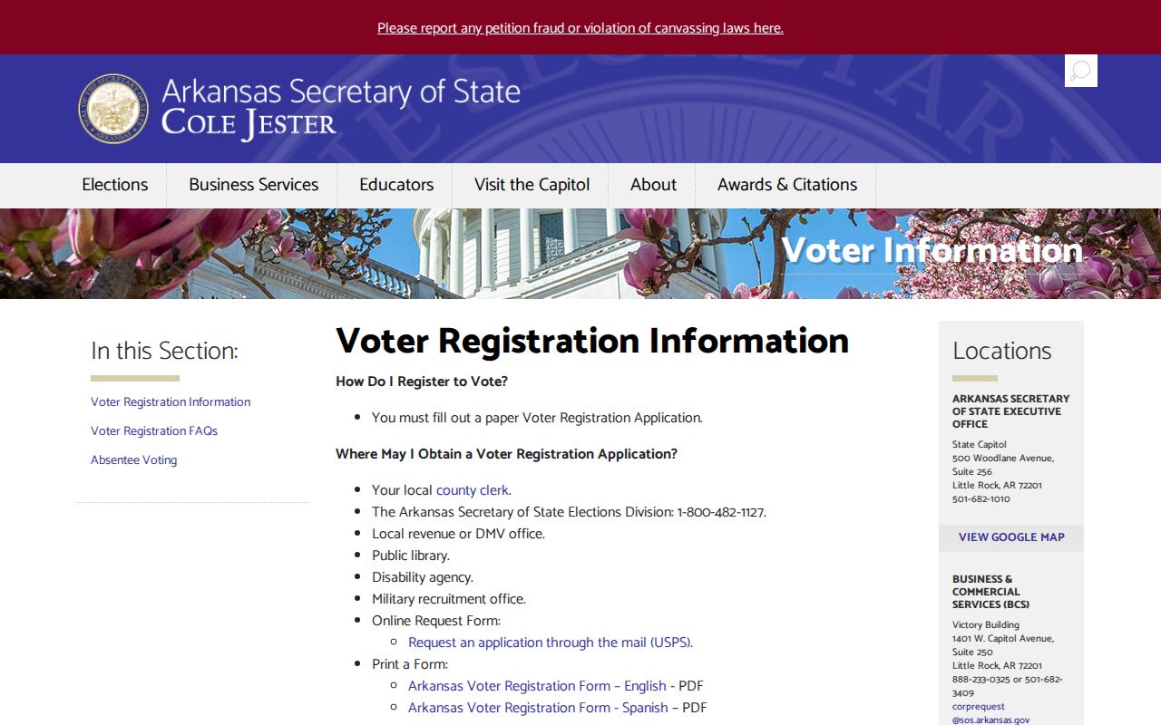 Bella Vista voter registration records Arkansas voter registration information